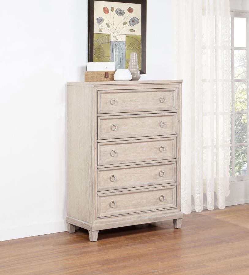 Pembroke 5-drawer Chest of Drawers Washed Oak view 2