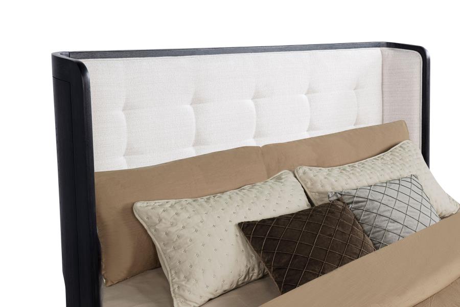 Leandro 55-inch Eastern King Wingback Bed Burnished Black view 7
