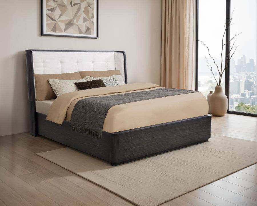 Leandro 55-inch California King Wingback Bed Burnished Black view 2