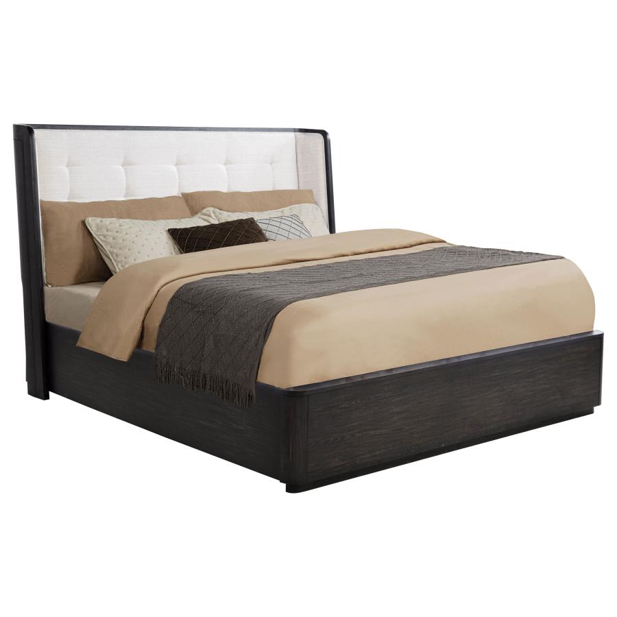 Leandro 55-inch California King Wingback Bed Burnished Black view 3
