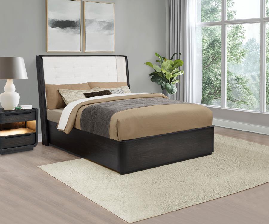 Leandro 55-inch Queen Wingback Bed Burnished Black view 2