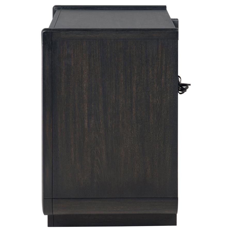 Leandro 2-drawer LED Nightstand with USB Burnished Black view 5