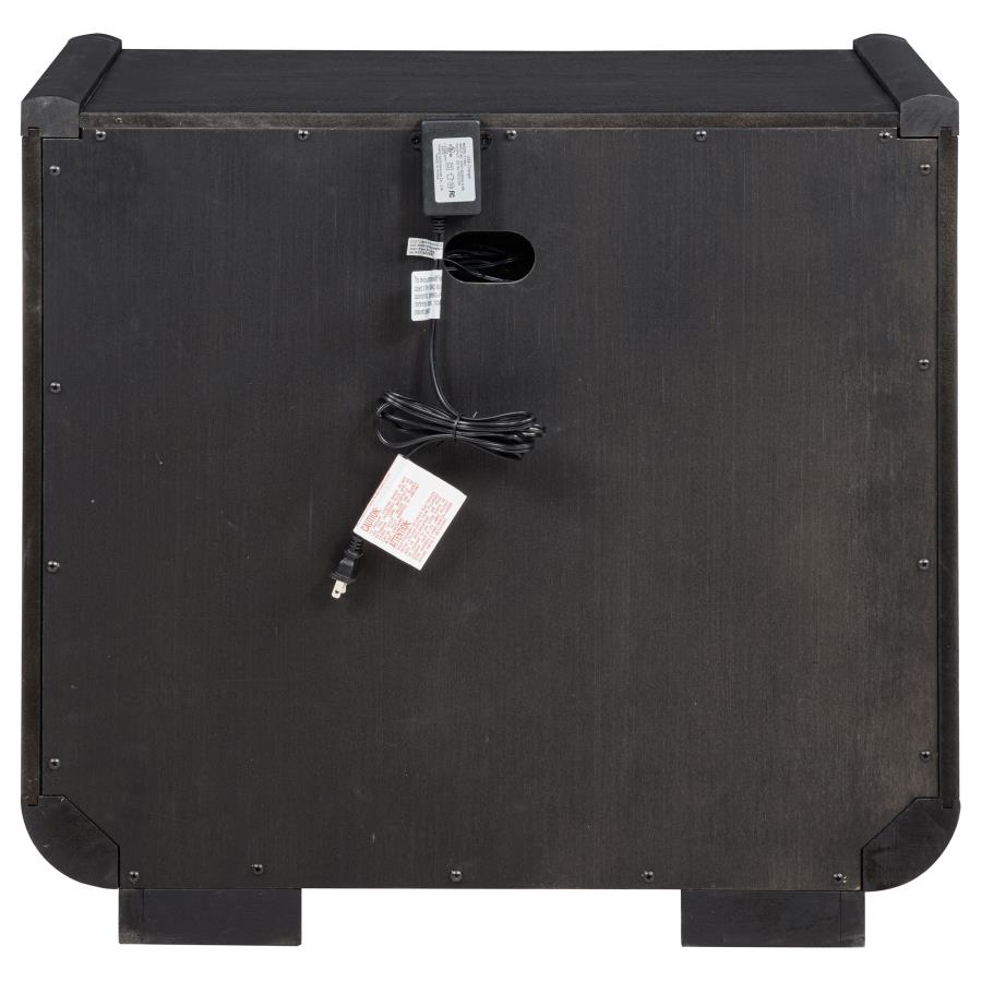 Leandro 2-drawer LED Nightstand with USB Burnished Black view 7