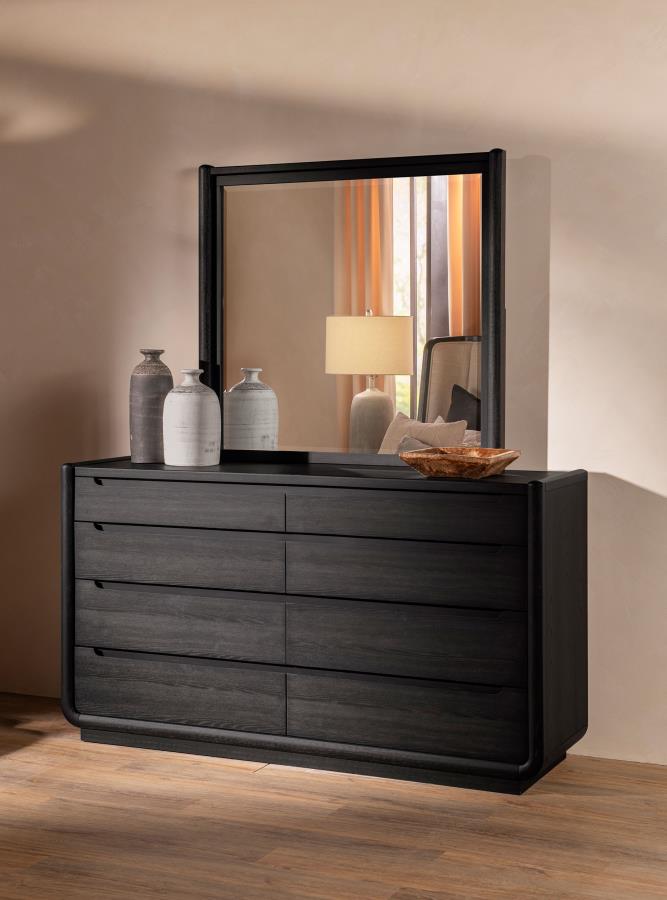 Leandro 8-drawer Bedroom Dresser with Mirror Burnished Black view 2