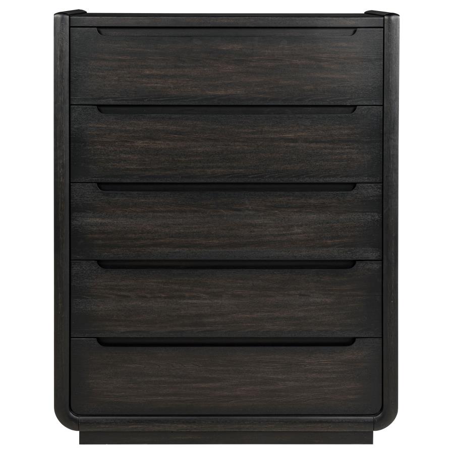 Leandro 5-drawer Bedroom Chest of Drawers Burnished Black view 3