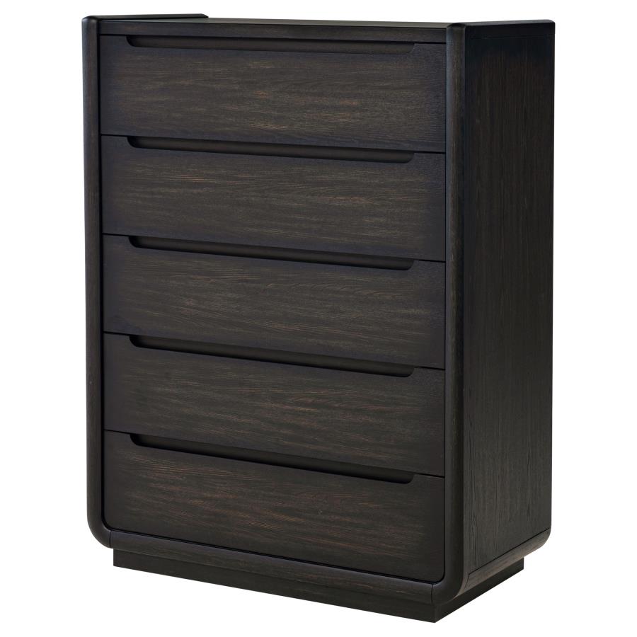 Leandro 5-drawer Bedroom Chest of Drawers Burnished Black view 4