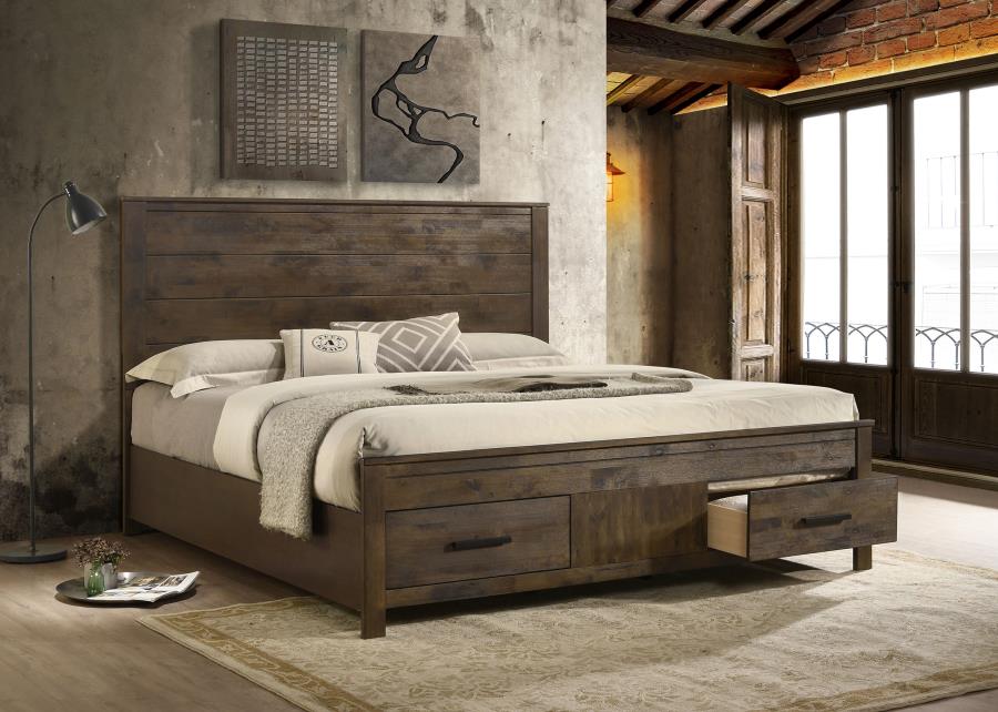 Woodmont Eastern King Storage Bed Rustic Golden Brown view 2