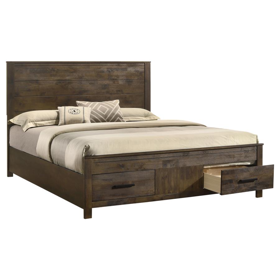 Woodmont Eastern King Storage Bed Rustic Golden Brown view 3
