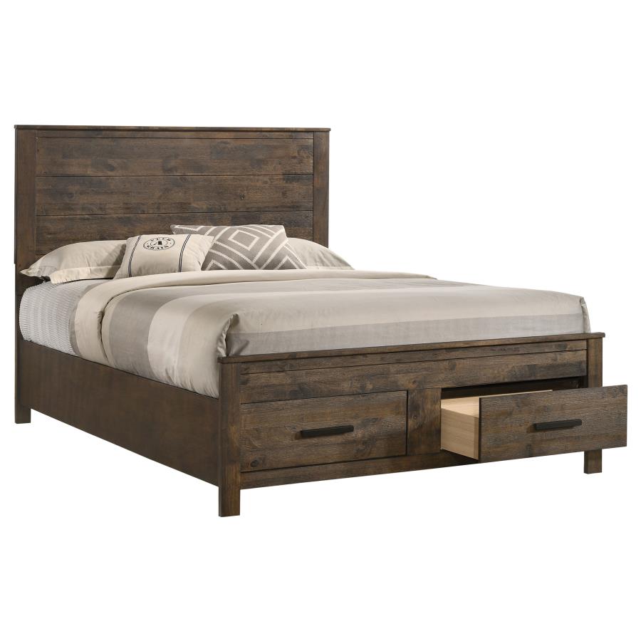 Woodmont Wood Queen Storage Panel Bed Rustic Golden Brown view 3