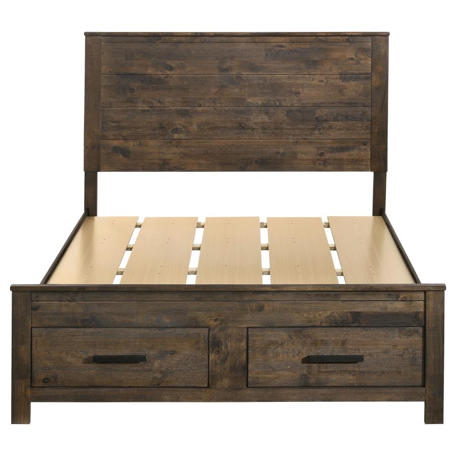 Woodmont Wood Queen Storage Panel Bed Rustic Golden Brown view 4