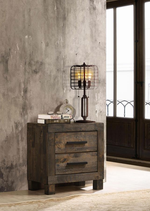 Woodmont 2-drawer Nightstand Rustic Golden Brown view 2