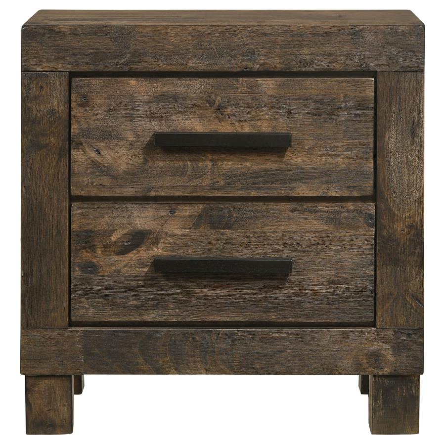 Woodmont 2-drawer Nightstand Rustic Golden Brown view 3