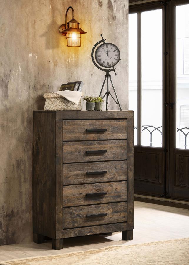Woodmont 5-drawer Bedroom Chest Rustic Golden Brown view 2