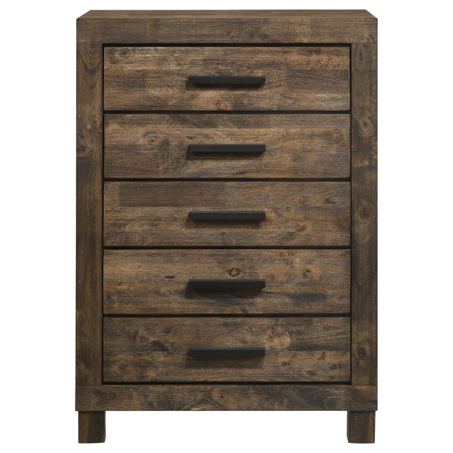 Woodmont 5-drawer Bedroom Chest Rustic Golden Brown view 3