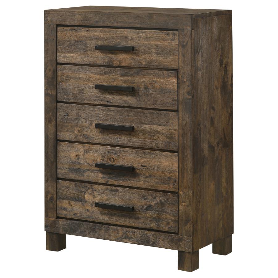 Woodmont 5-drawer Bedroom Chest Rustic Golden Brown view 4