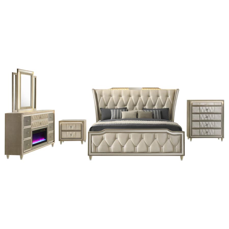 Lorient 5-piece Eastern King Bedroom Set Ivory and Camel view 2