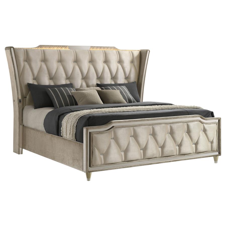 Lorient Eastern King LED Upholstered Bed Ivory and Camel view 3