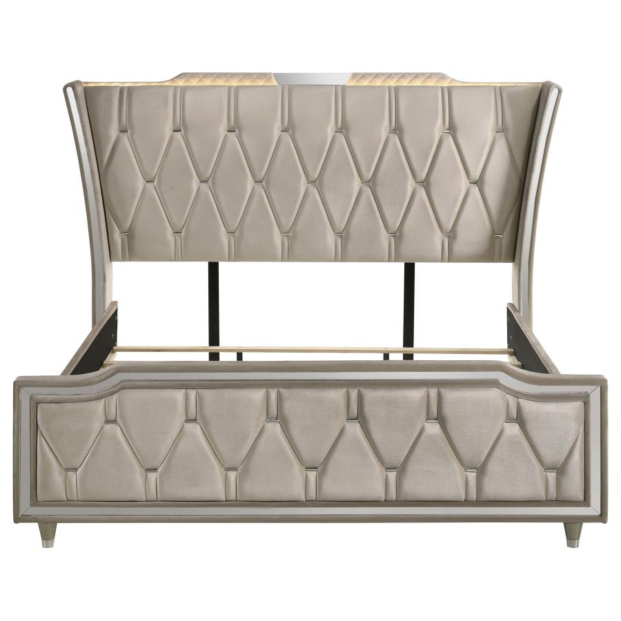 Lorient Eastern King LED Upholstered Bed Ivory and Camel view 4