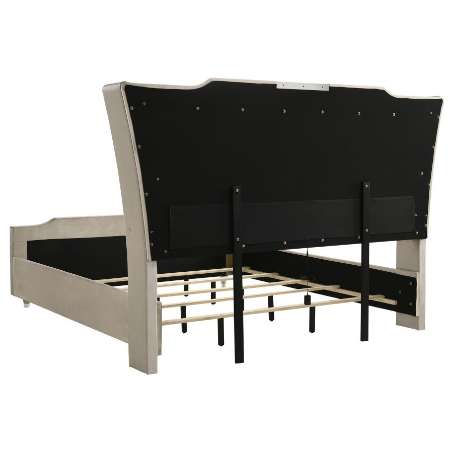 Lorient Eastern King LED Upholstered Bed Ivory and Camel view 5