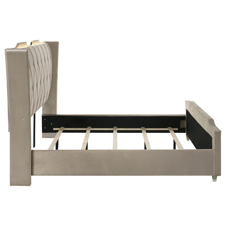 Lorient Eastern King LED Upholstered Bed Ivory and Camel view 6