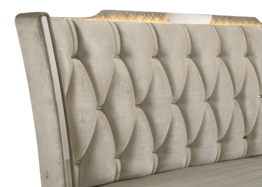 Lorient Eastern King LED Upholstered Bed Ivory and Camel view 7