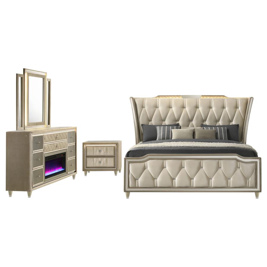 Lorient 4-piece Queen Bedroom Set Ivory and Camel view 2