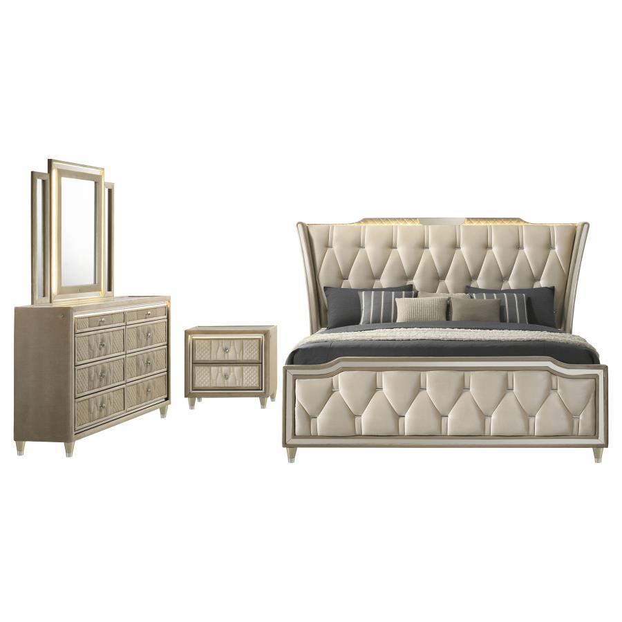 Lorient 4-piece Queen Bedroom Set Ivory and Camel view 2