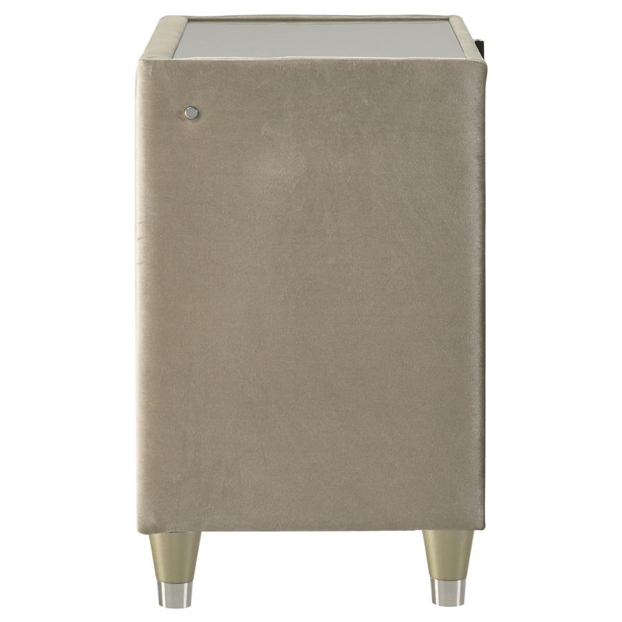 Lorient 2-drawer LED Nightstand with USB Ivory and Camel view 5