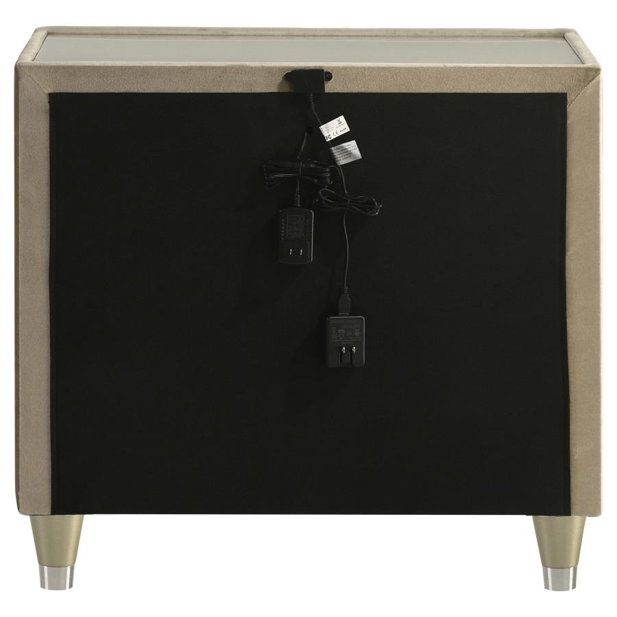 Lorient 2-drawer LED Nightstand with USB Ivory and Camel view 7