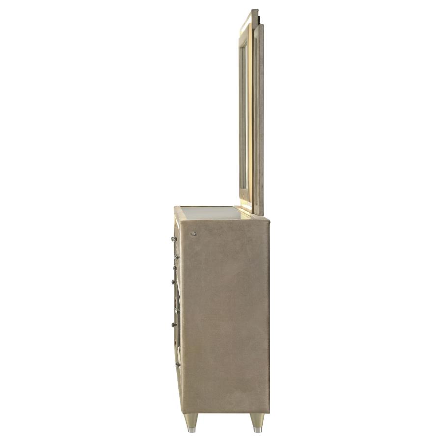 Lorient 8-drawer LED Flame Box Dresser and Mirror Ivory Camel view 5