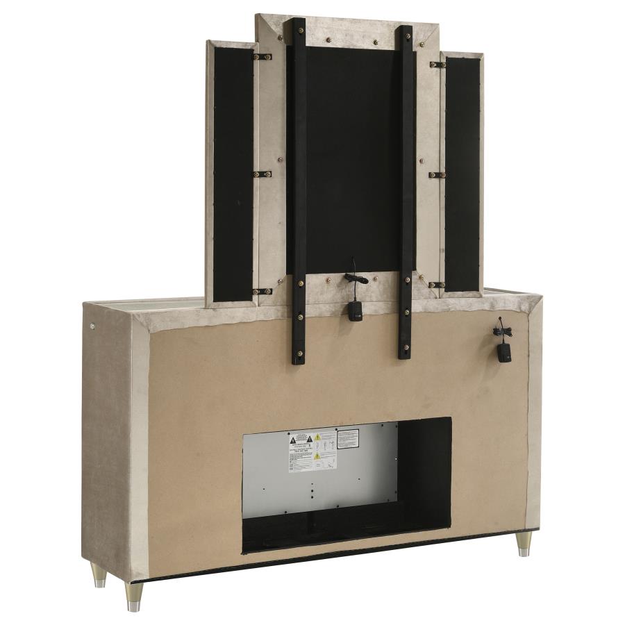 Lorient 8-drawer LED Flame Box Dresser and Mirror Ivory Camel view 6
