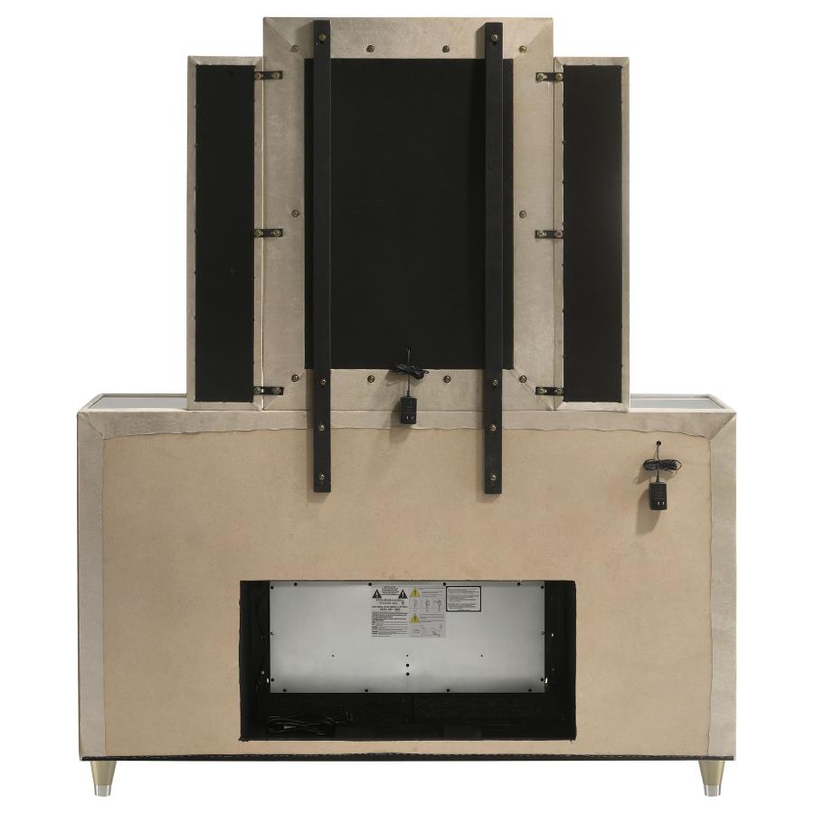 Lorient 8-drawer LED Flame Box Dresser and Mirror Ivory Camel view 7