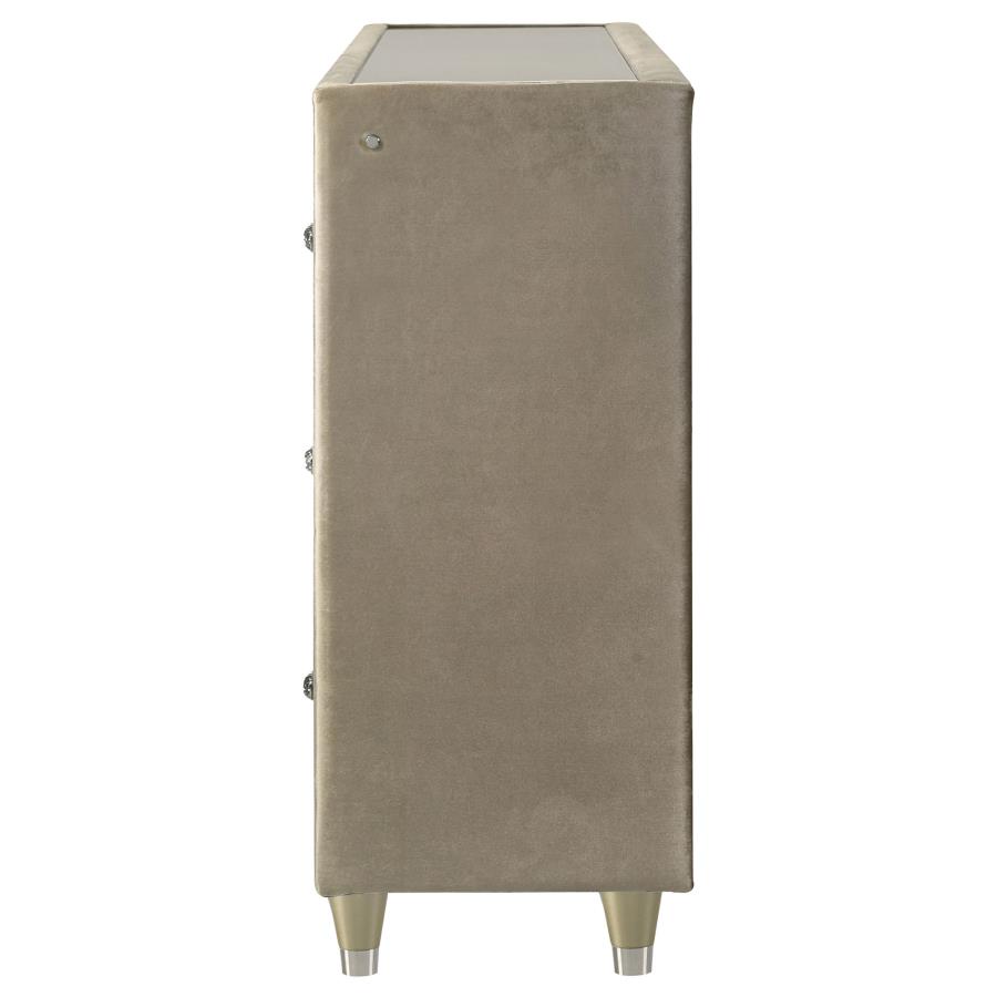 Lorient 8-drawer LED Bedroom Flame Box Dresser Ivory Camel view 5