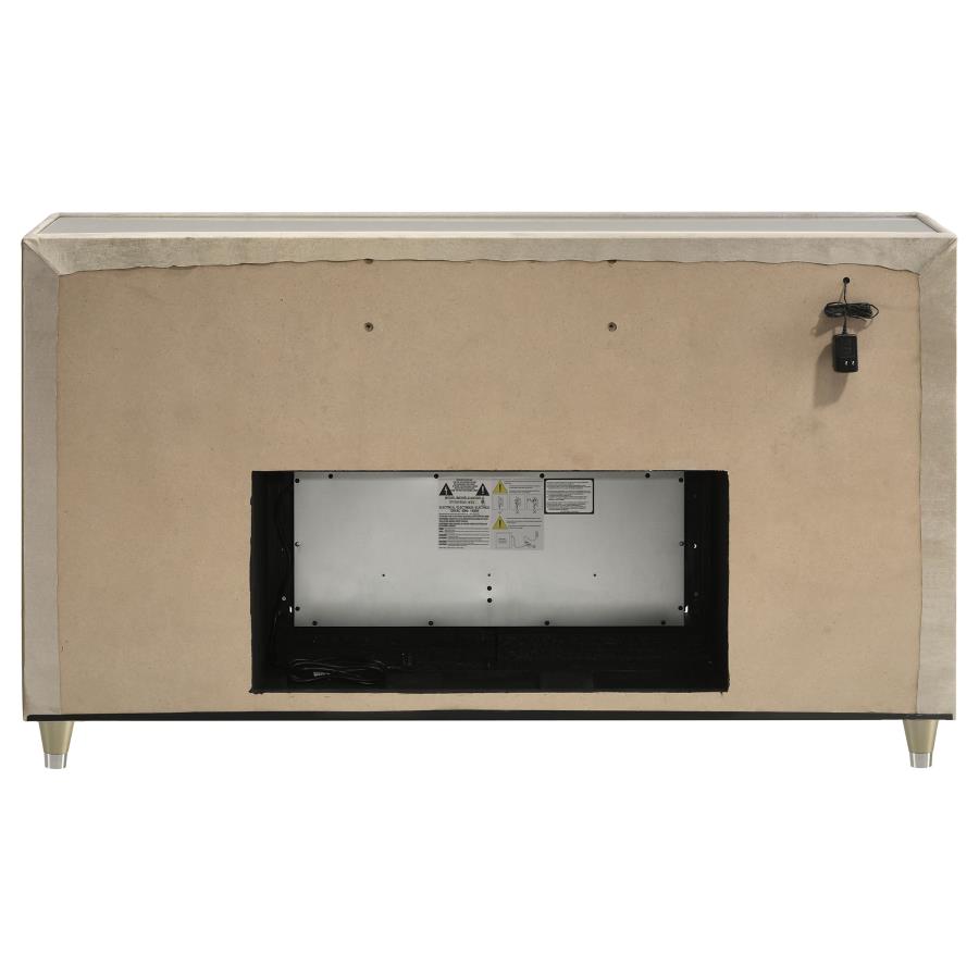 Lorient 8-drawer LED Bedroom Flame Box Dresser Ivory Camel view 7