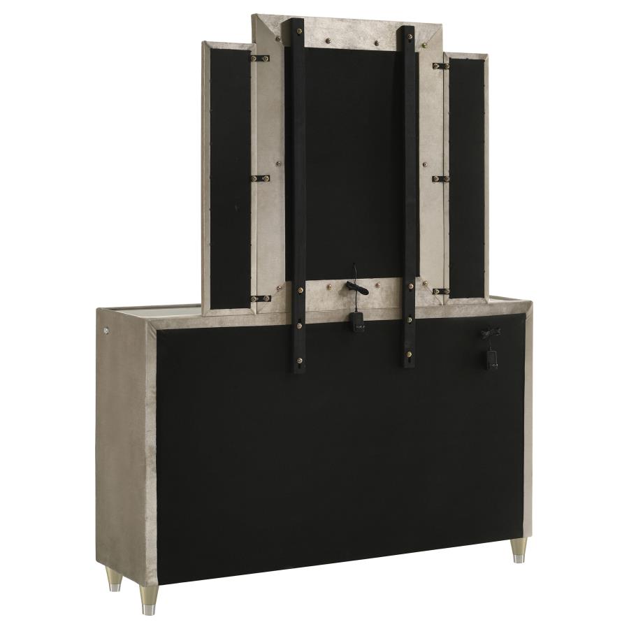 Lorient 8-drawer LED Dresser with Mirror Ivory and Camel view 6