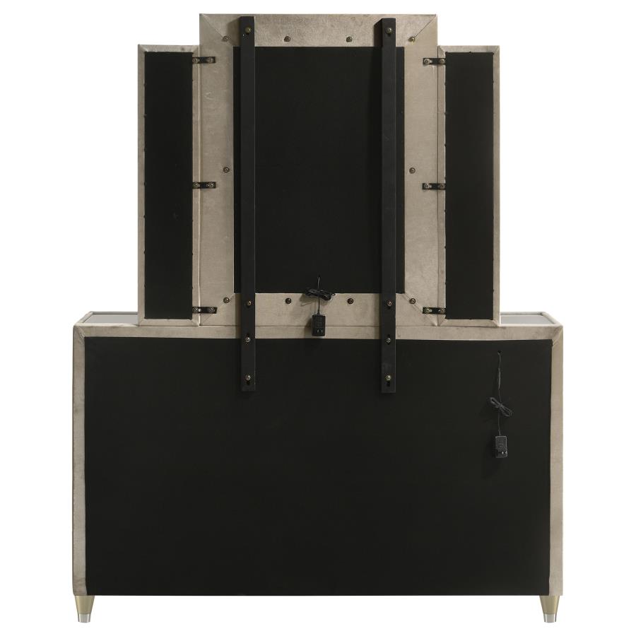 Lorient 8-drawer LED Dresser with Mirror Ivory and Camel view 7