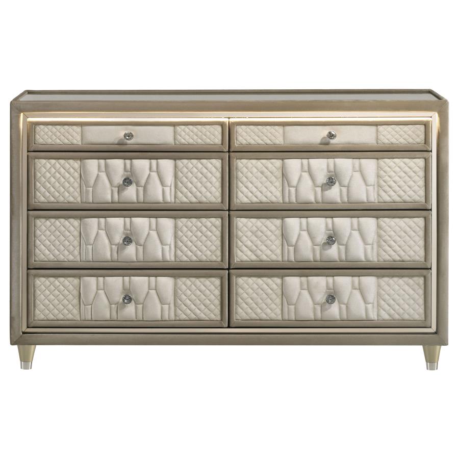 Lorient 8-drawer LED Bedroom Dresser Cabinet Ivory and Camel view 3