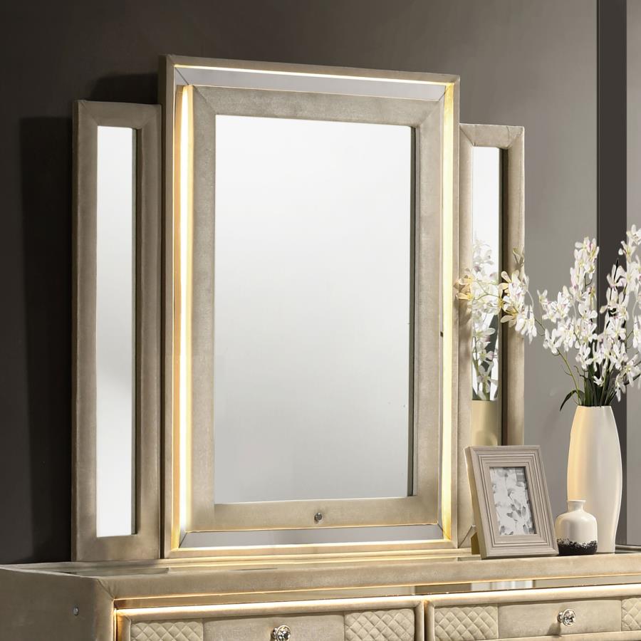 Lorient LED Dresser Mirror Ivory and Camel view 2