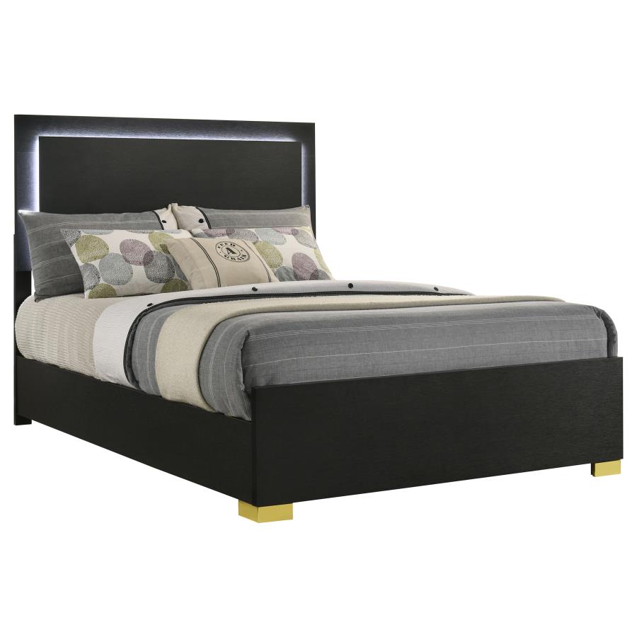 Marceline Wood Full LED Panel Bed Black view 3