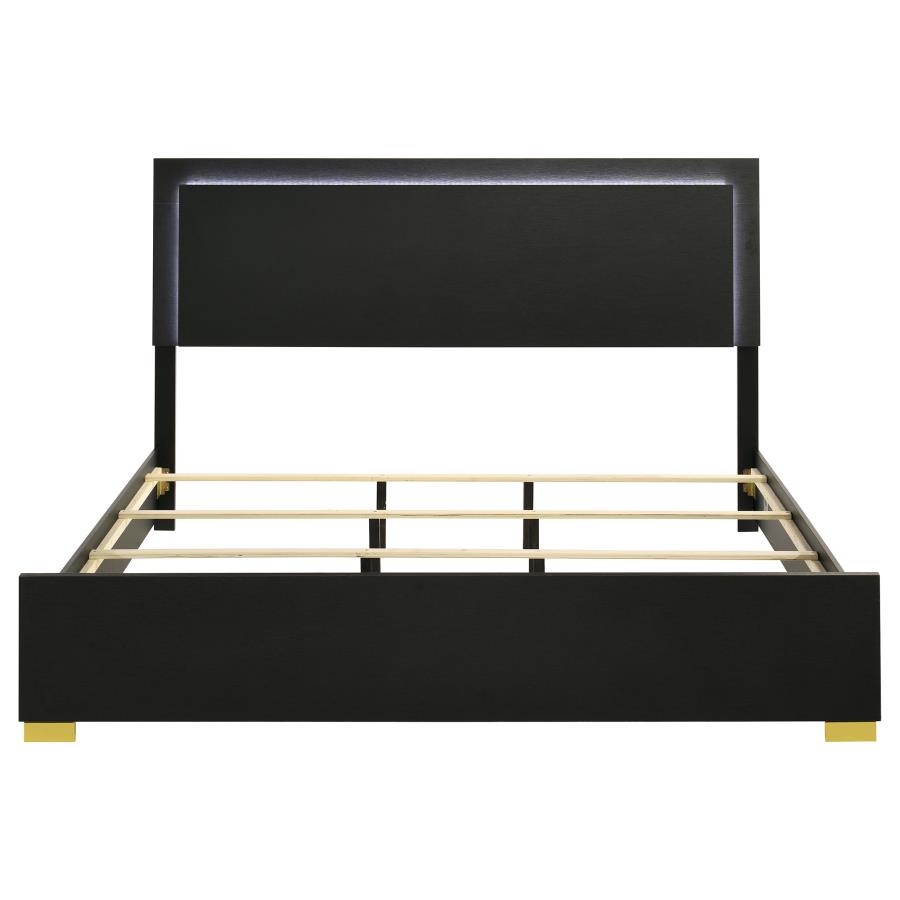 Marceline Wood Eastern King LED Panel Bed Black view 4
