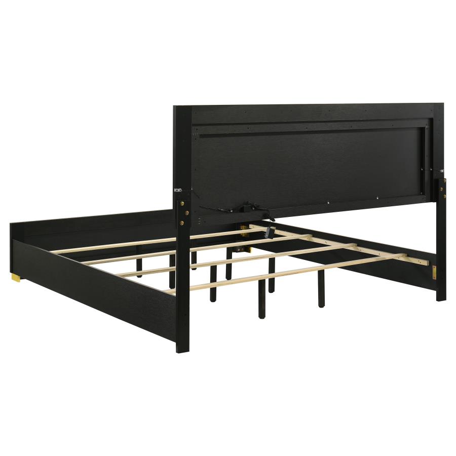 Marceline Wood Eastern King LED Panel Bed Black view 5