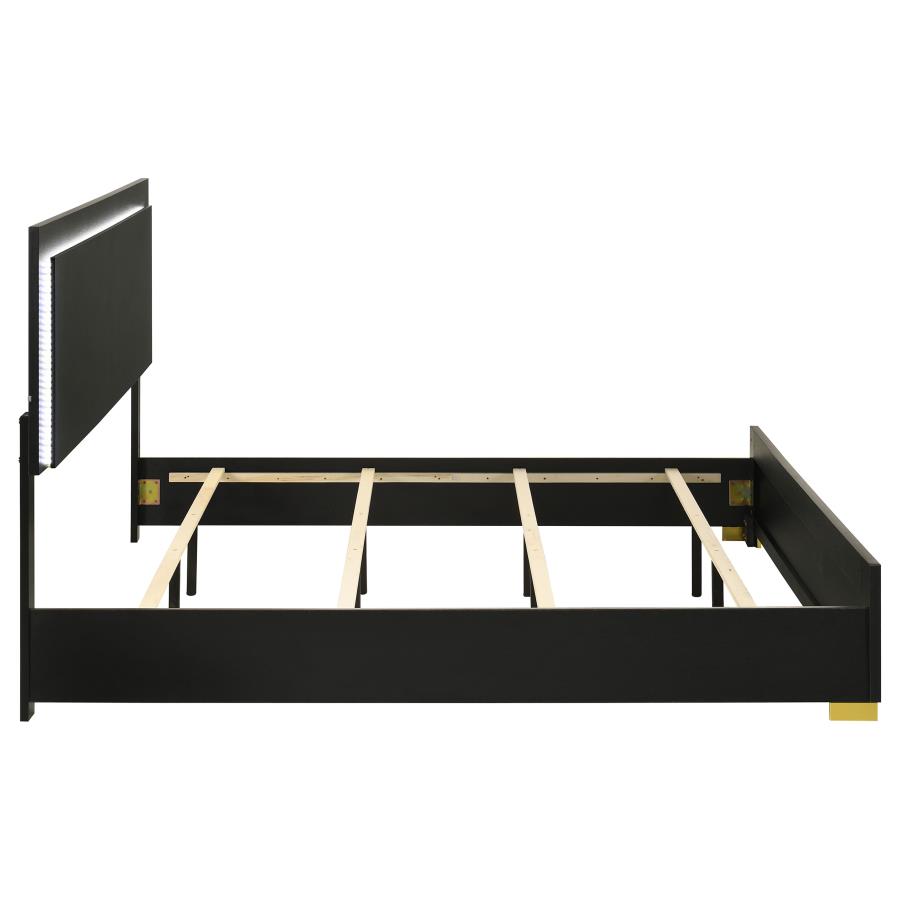Marceline Wood Eastern King LED Panel Bed Black view 6