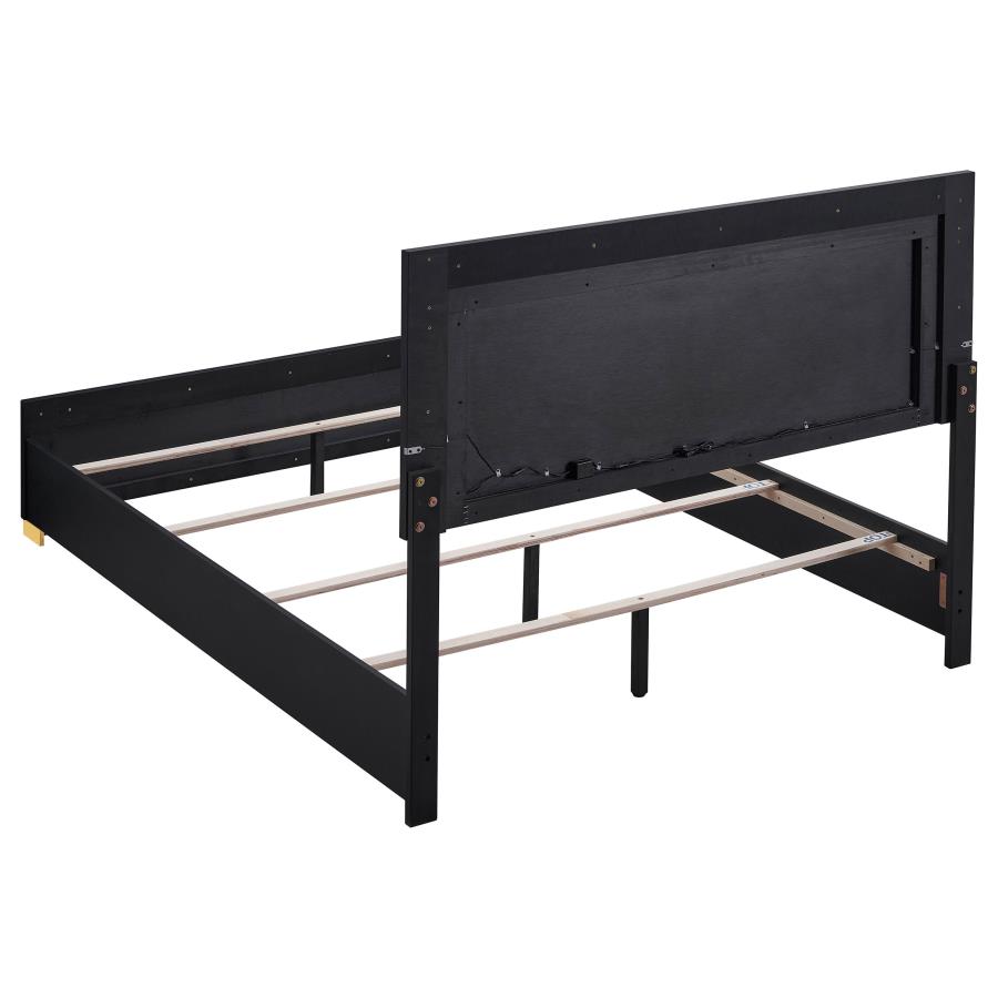 Marceline Wood Queen LED Panel Bed Black view 5