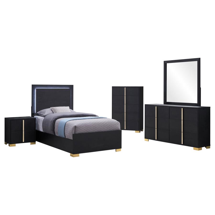Marceline 5-piece Twin Bedroom Set Black view 2