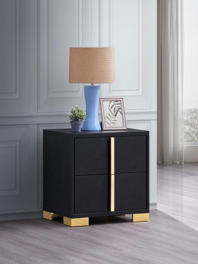 Marceline 2-drawer Nightstand Black view 2