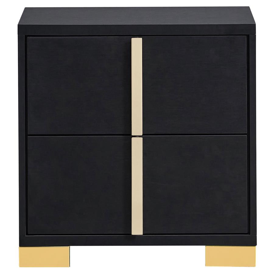 Marceline 2-drawer Nightstand Black view 3