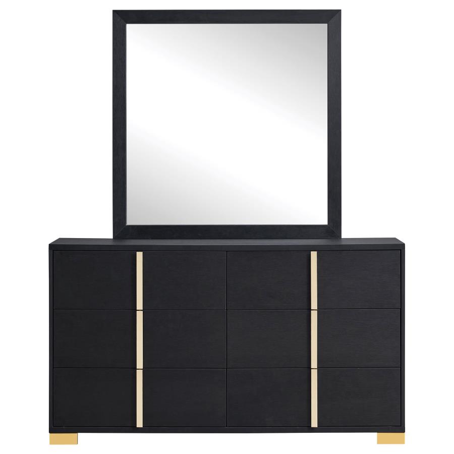 Marceline 6-drawer Dresser with Mirror Black view 2