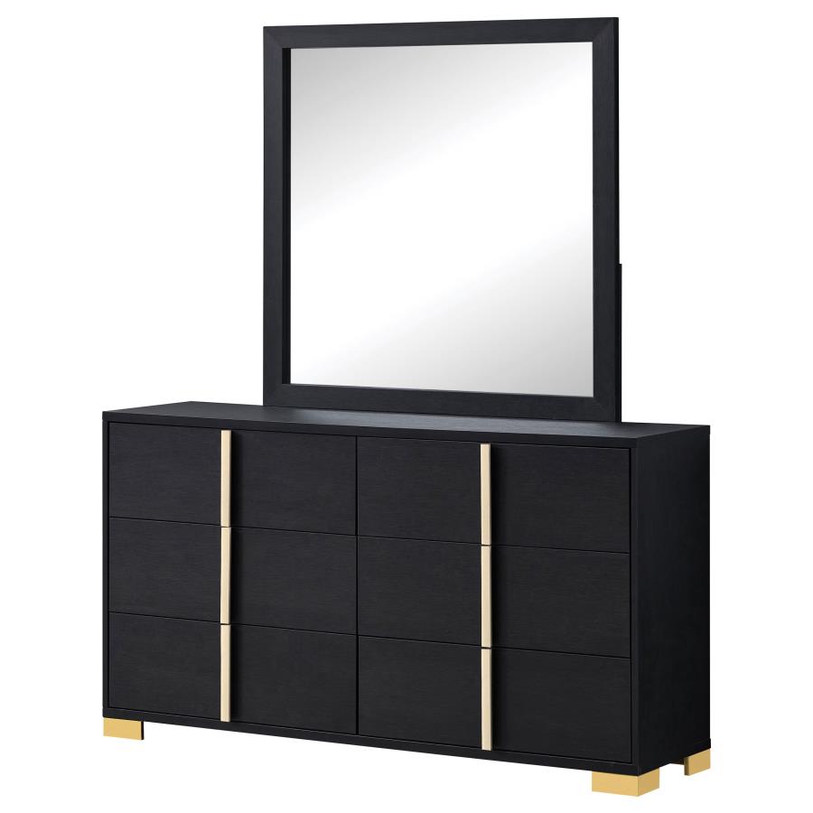 Marceline 6-drawer Dresser with Mirror Black view 3