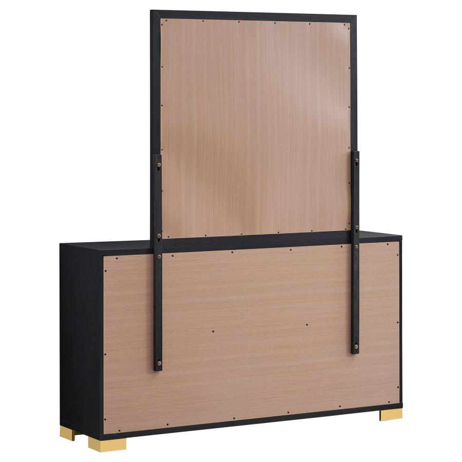 Marceline 6-drawer Dresser with Mirror Black view 5