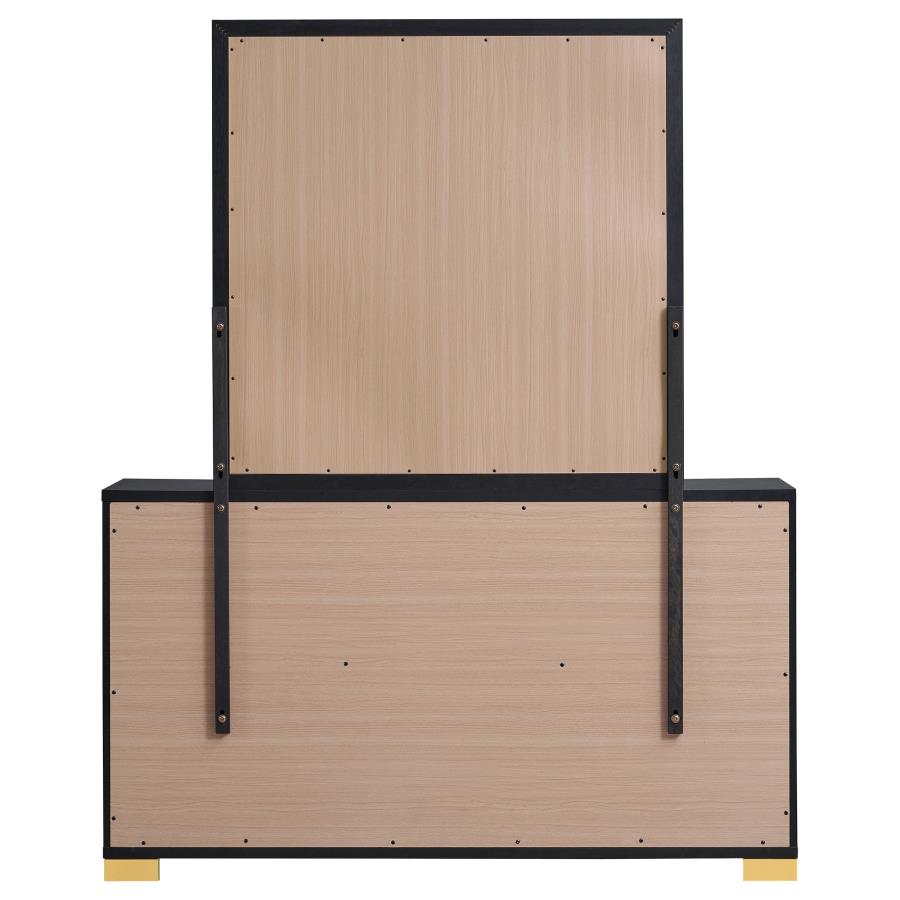 Marceline 6-drawer Dresser with Mirror Black view 6